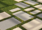 Concrete pavers that contain recycled waste materials Logo
